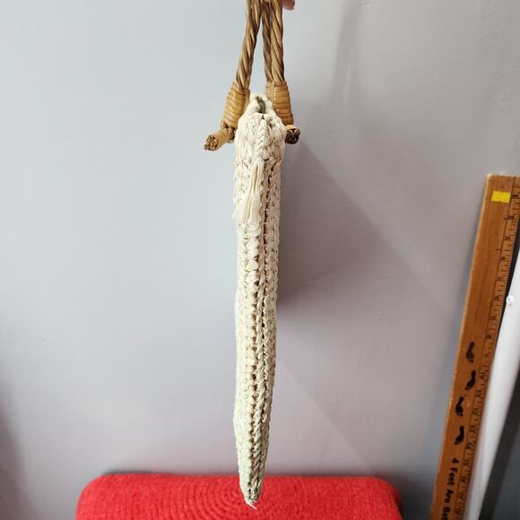 60s Vintage Marcus Brothers Raffia and Wicker Handle Small Tote - Picture 4 of 8